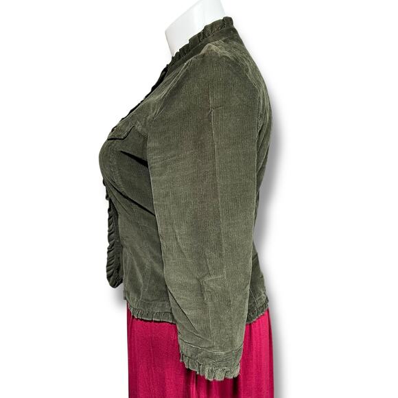 Telluride Clothing Co Womens Corduroy Short Jacket Ruffle Accent Button Close L - Picture 4 of 10
